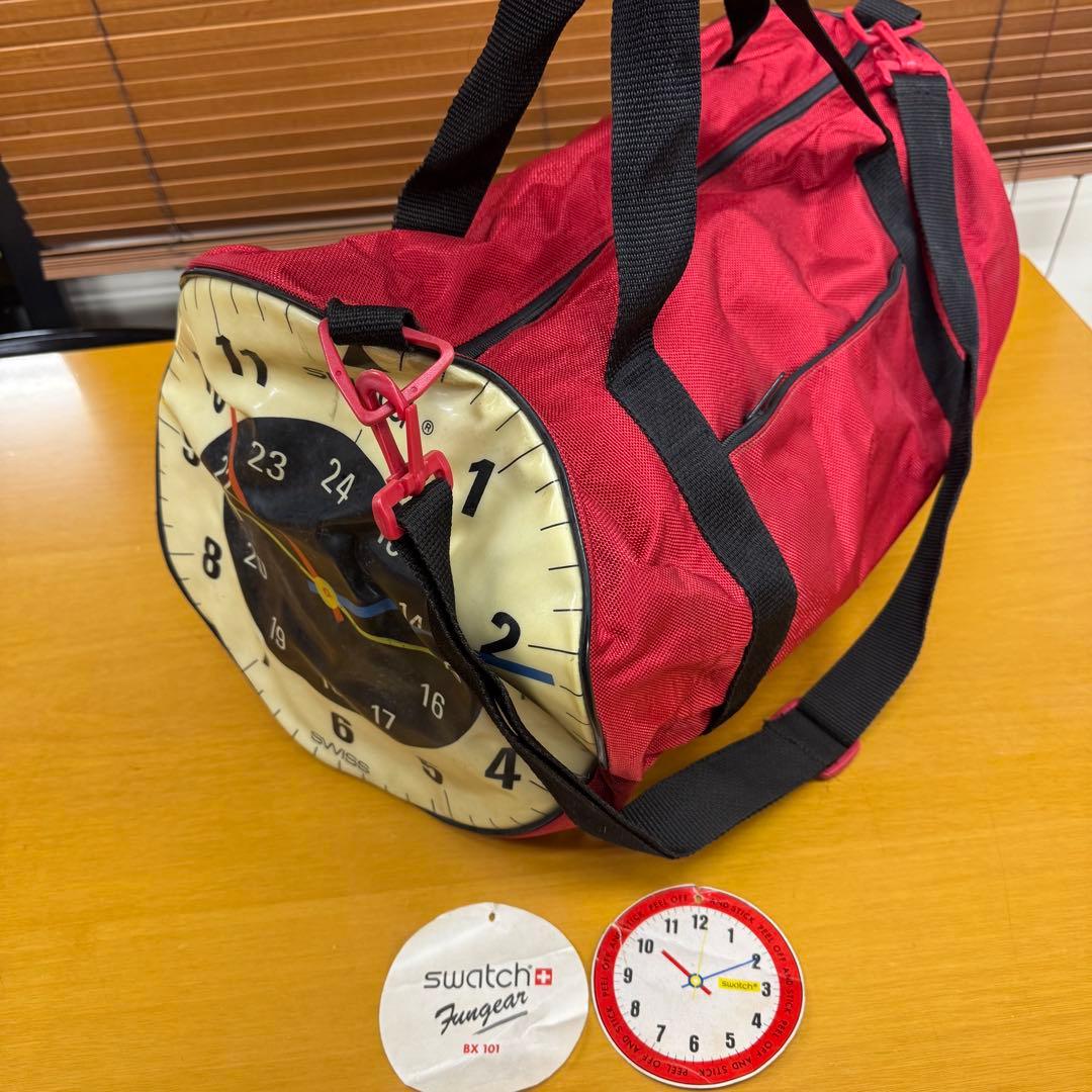 少し難ありSwatch 時計デザイン ボストンバッグ レッド 80年代