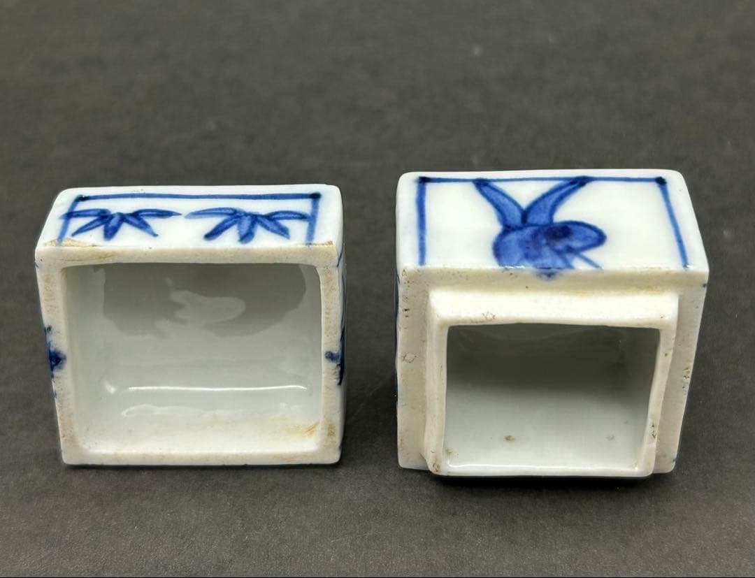 陶器　茶道具　香合　呉須　有馬筆　年代物
