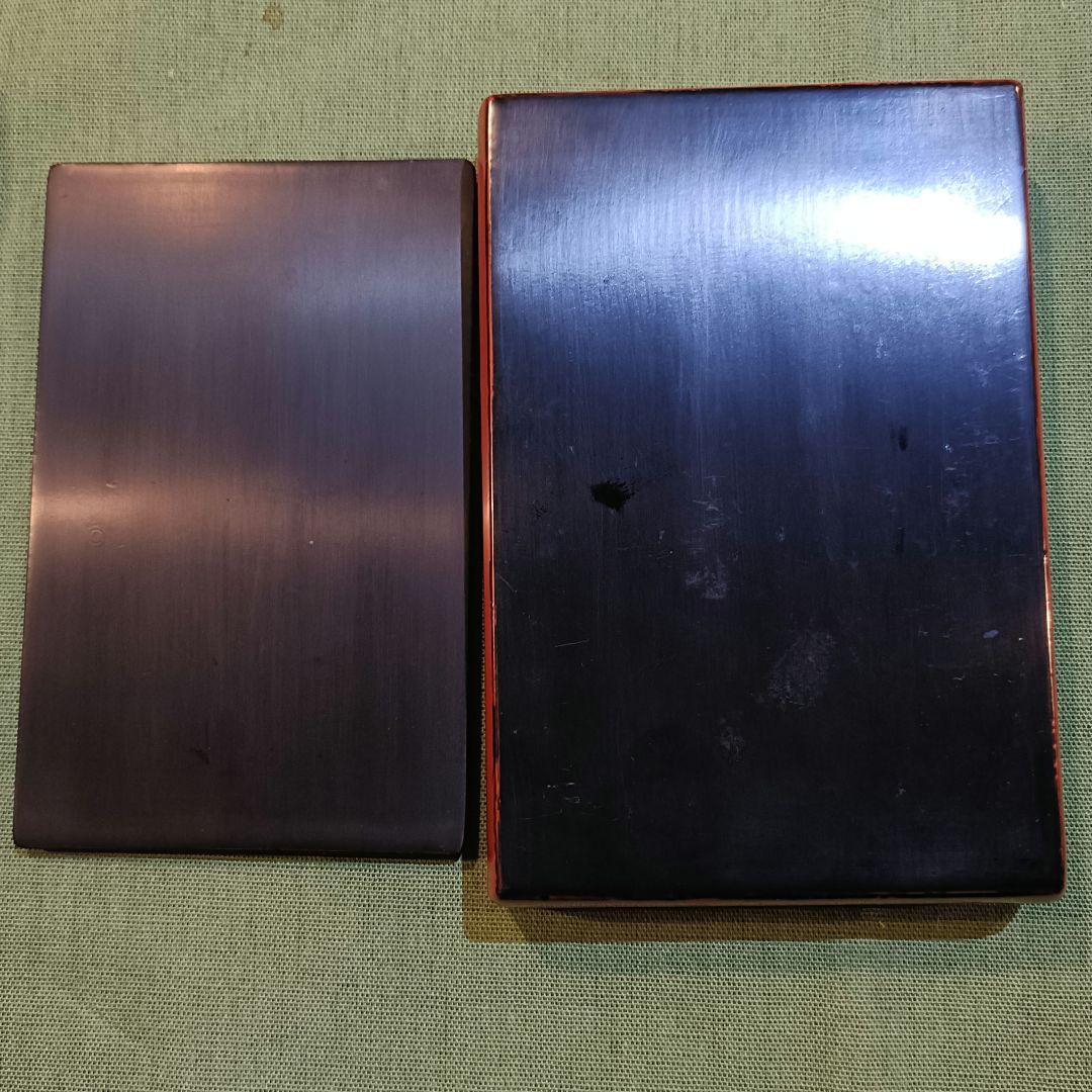 昭和初期 仙台堆朱 文箱 山水画彫刻