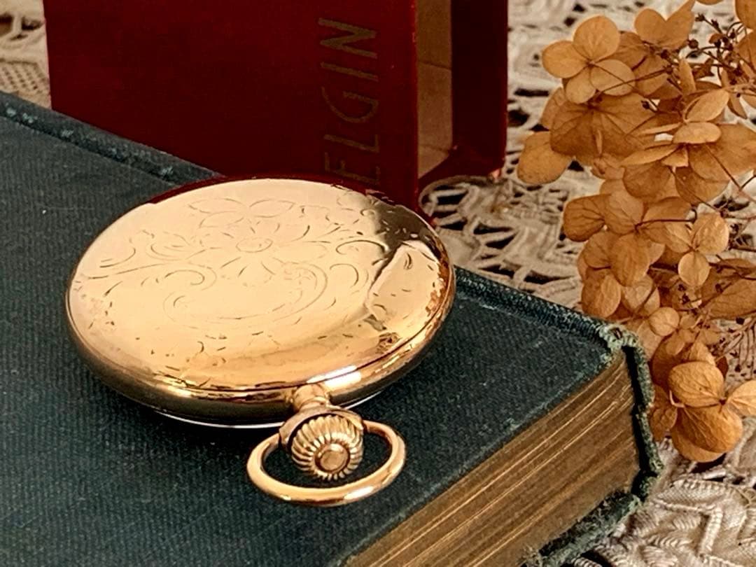 1909製 ELGIN 懐中時計 15J ゴールドフィルドケース 箱付 USA