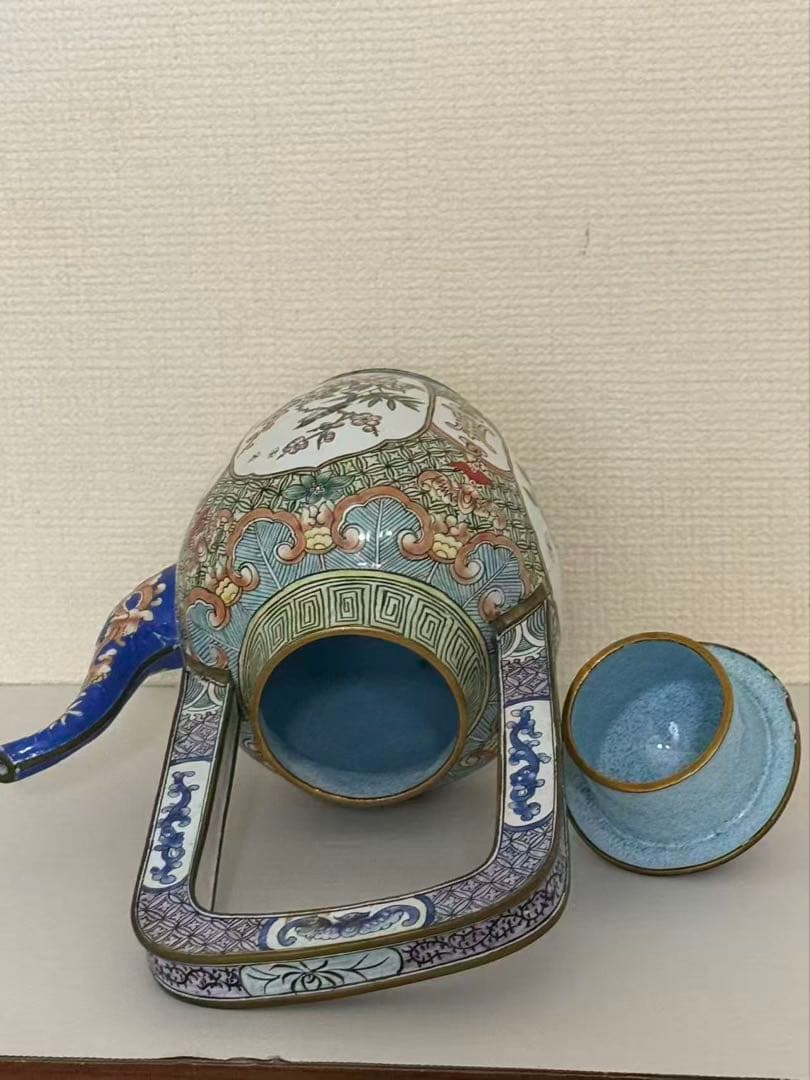 中国美術 琺瑯彩色絵花提梁壺 水注 茶器 骨董品