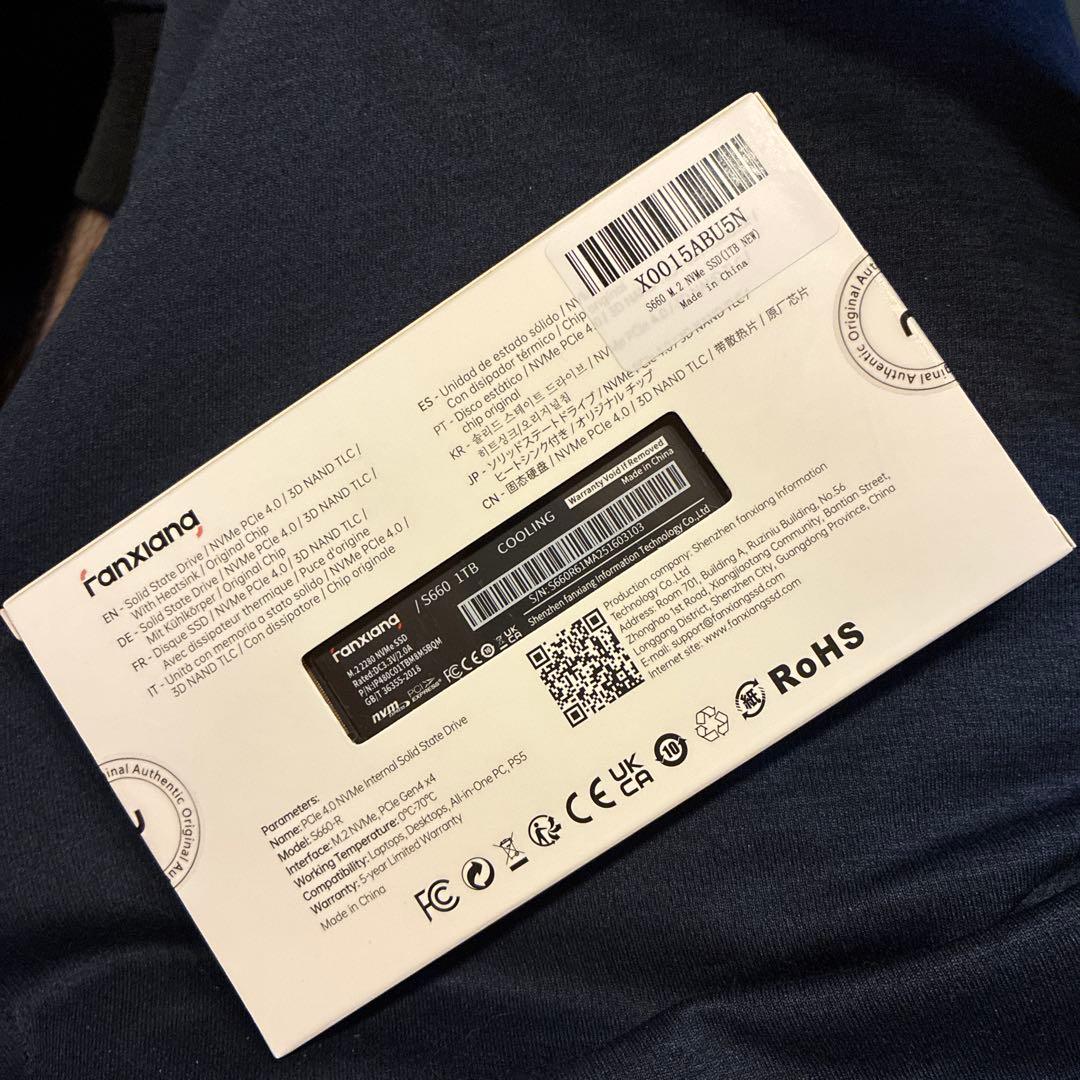 fanxlana s660　m.2 SSD ヒートシンク付き1TB　未使用