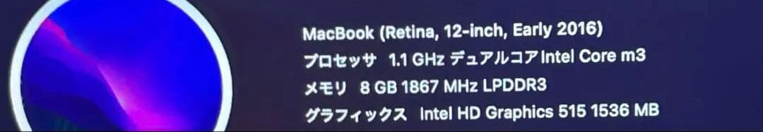 【ジャンク品】MacBook 12インチ 2016 Core m3 8GB
