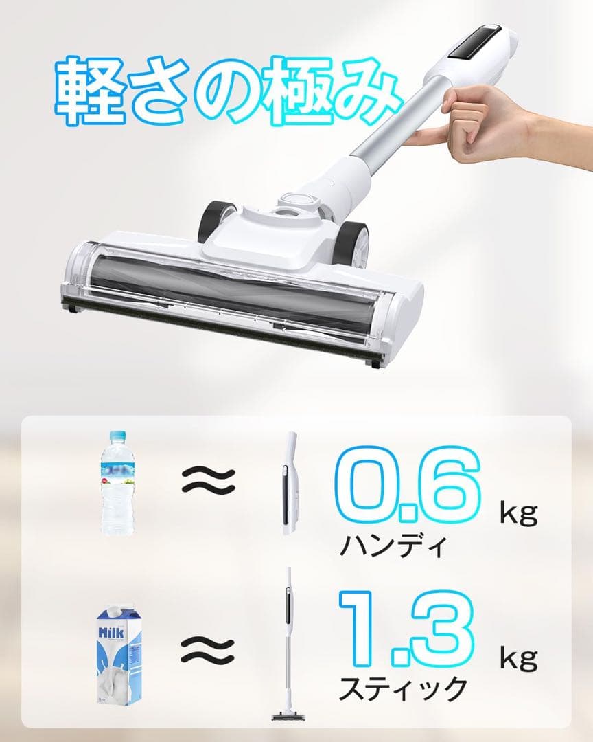 掃除機 コードレス 超強力吸引 自立式 LEDライト付き 超軽量 クリーナー