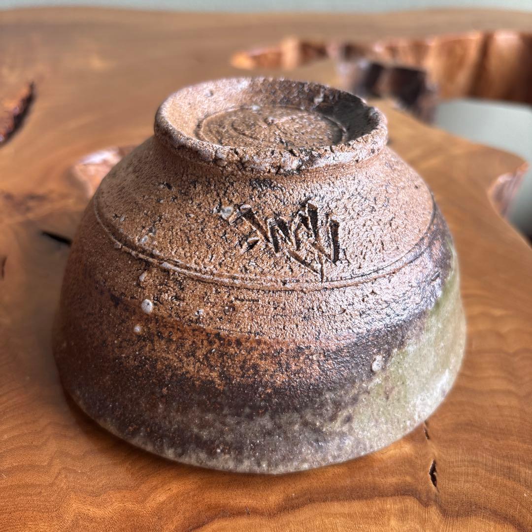 灰釉茶碗 神谷英介造 共箱 抹茶碗 茶道具 （5y）