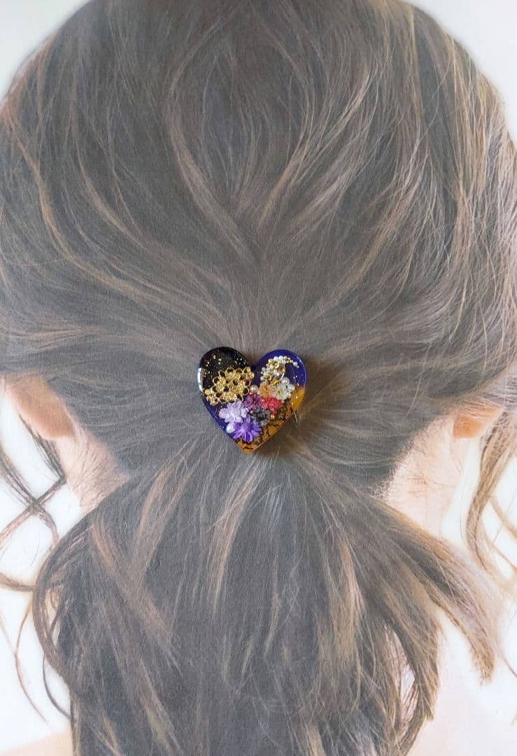 【1279】レジン　ヘアゴム　ポニーフック　ブロ―チ　ハンドメイド