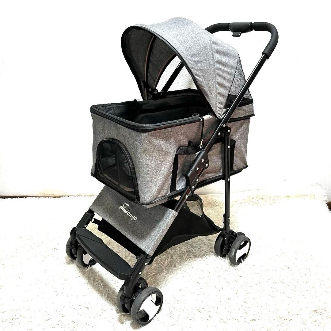 Doogo ペットカート 黒 メッシュカバー付き 小型犬 中型犬