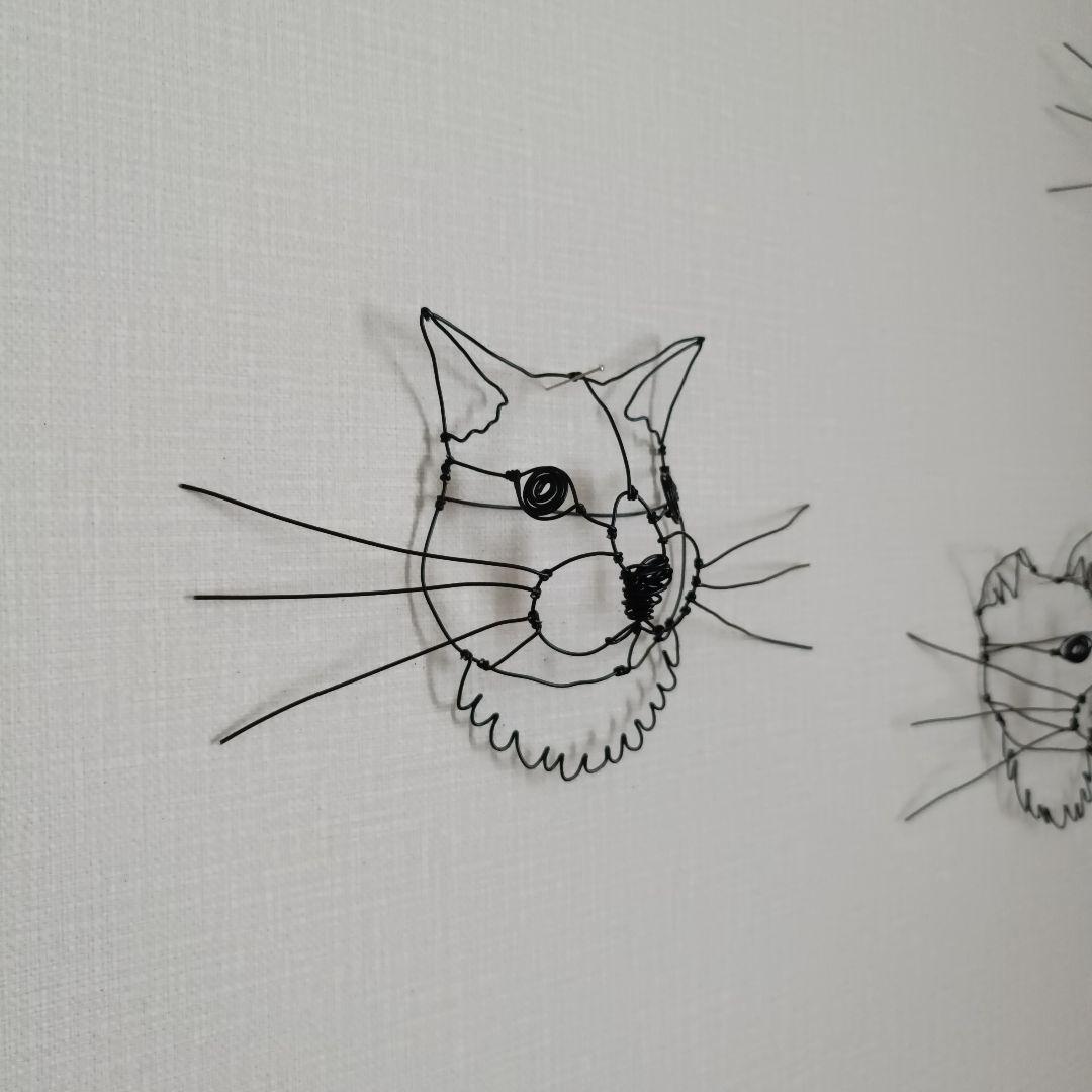 ワイヤークラフト＊半立体＊ねこ 猫 インテリア オブジェ #a