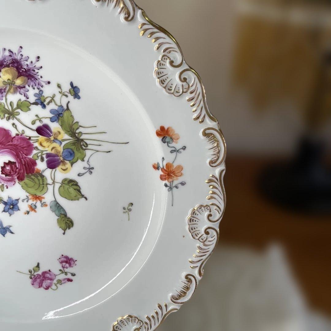 マイセン　アンティーク 花柄の陶磁器プレート