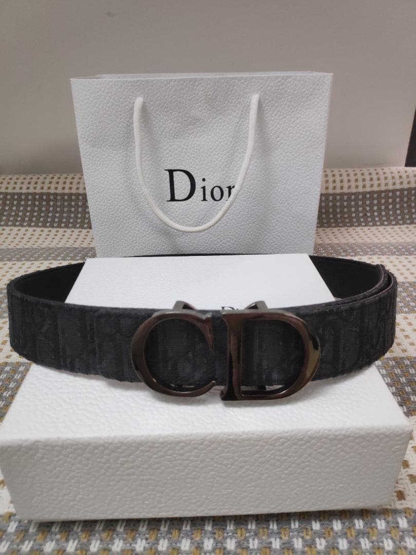 ディオール　ベルト 黒/シルバーガン色CD金具　Christian Dior
