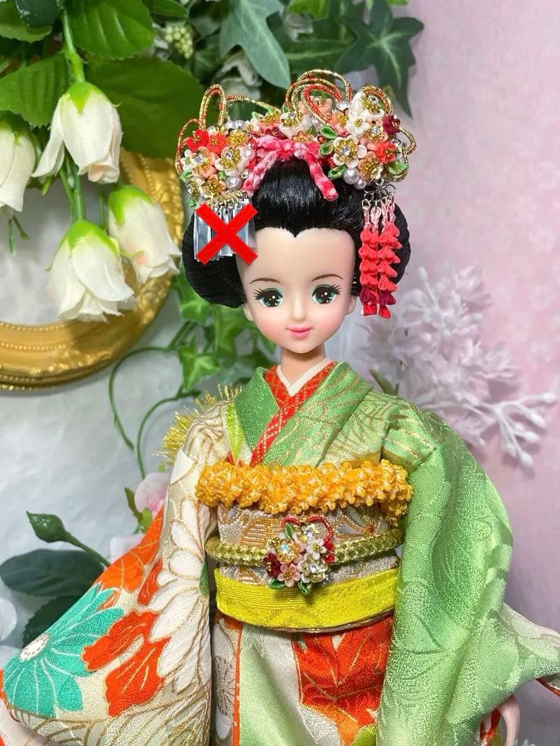 ユリーシア　日本髪風本体と 着物 セット　☆リユース　ジェニー　リカちゃん　手芸