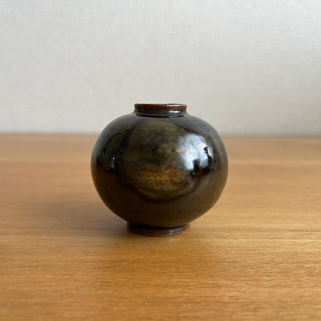 唐物文琳 霽月宮殿 茶入 茶道具 小壺 高5.6cm φ6.2cm