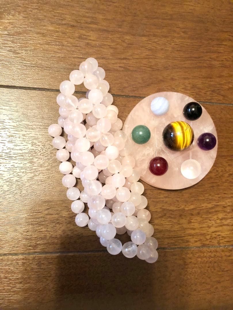 【新品レア】天然石8種類☆台座&敷物付き七星陣セブンスター