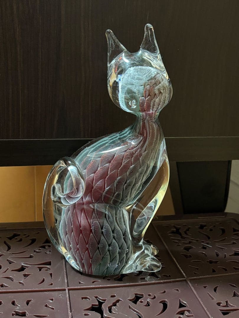猫　ガラス　工芸品　置物