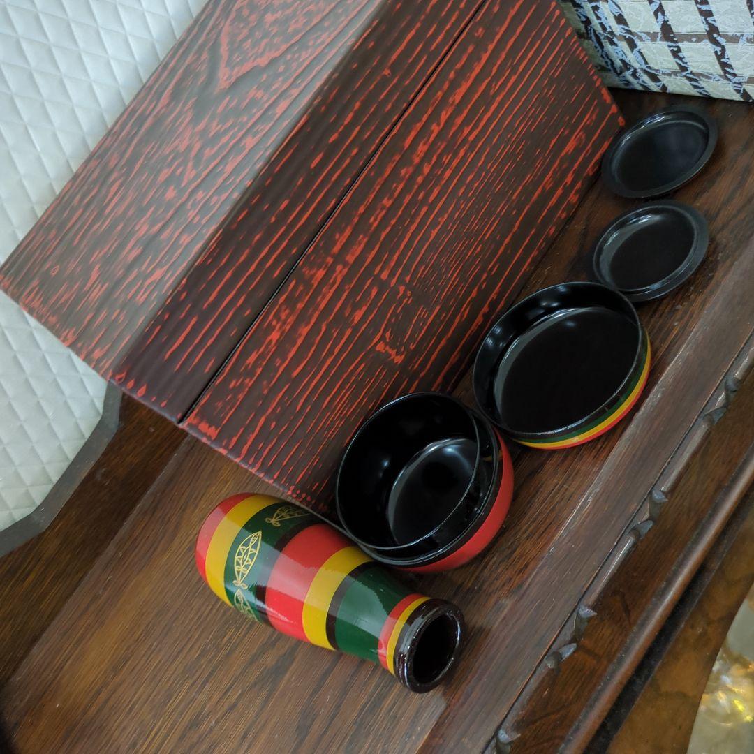 茶箱　木製　3点セット入　太独楽　茶道具　漆器　未使用　美品　紙箱