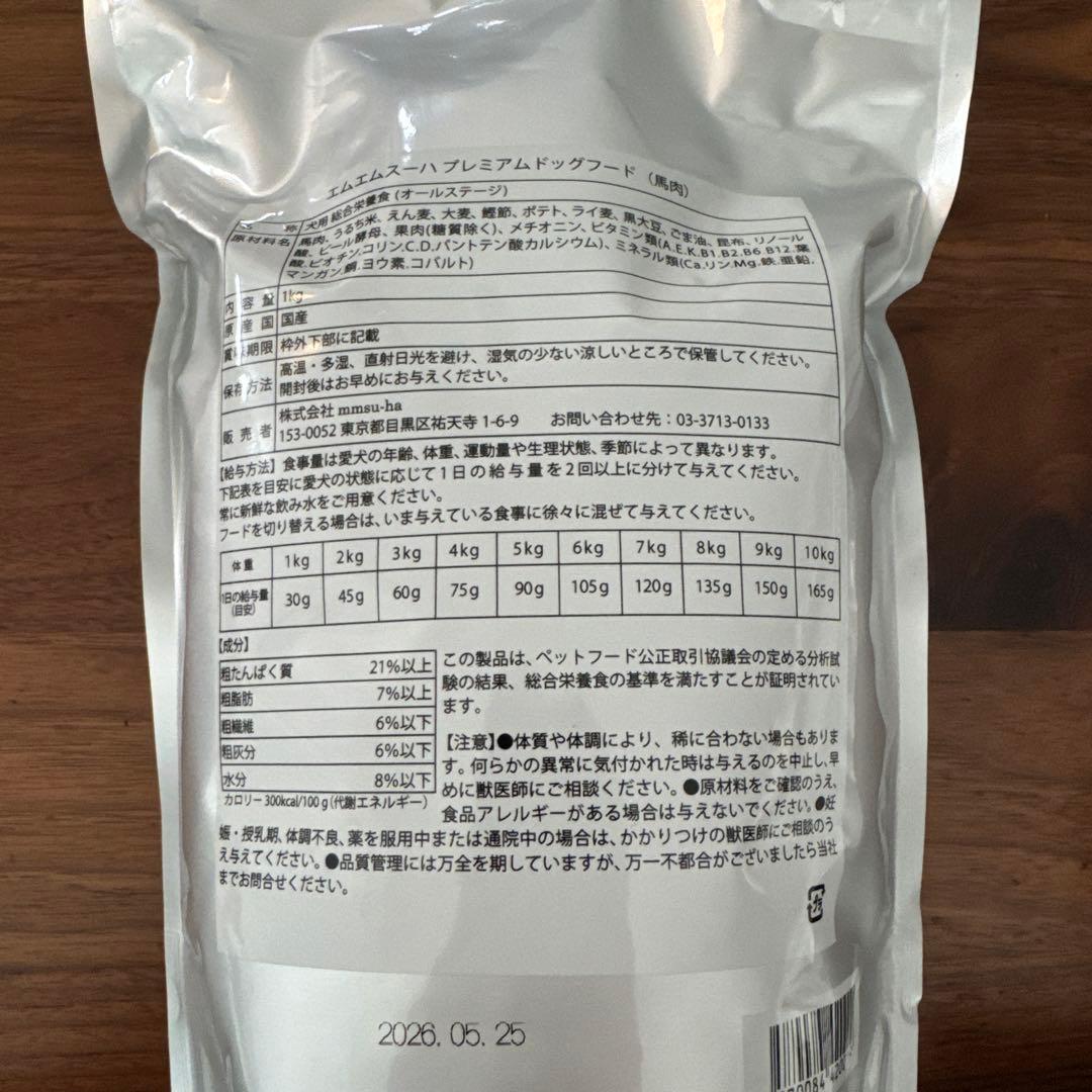 エムエムスーハ　プレミアム　ドッグフード（馬肉）