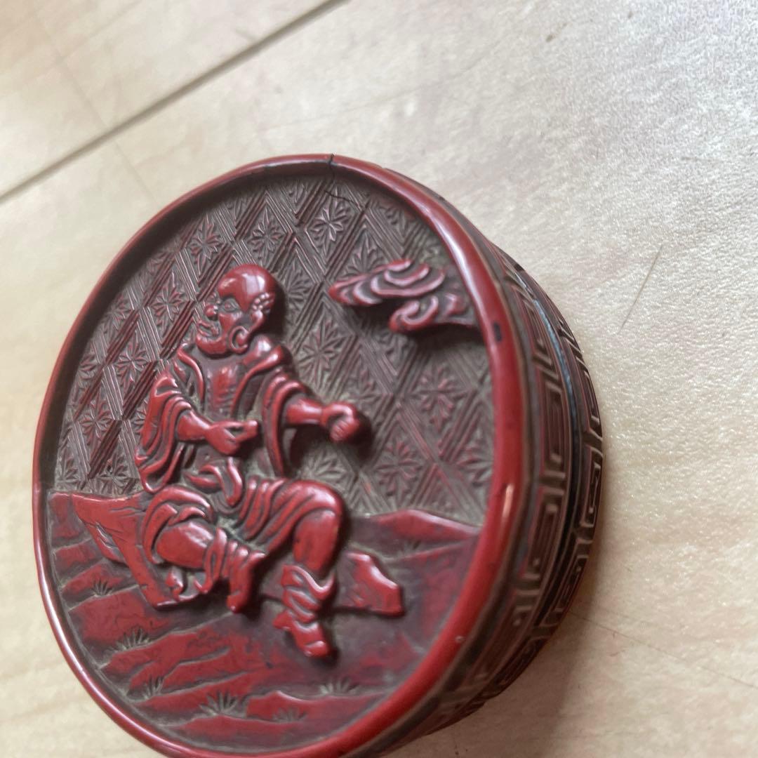 明時代 布袋 堆朱 唐物 彫漆 香合 仏教美術 漆器