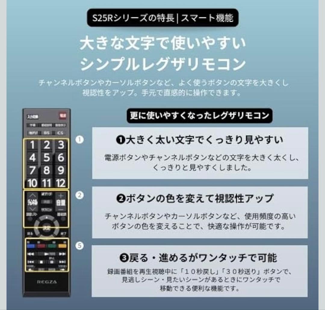 REGZA 32V液晶テレビ S25Rシリーズ