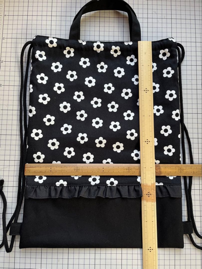 【ゆです】入園入学用品 リボン柄 お花柄 ピンク×ブラック色