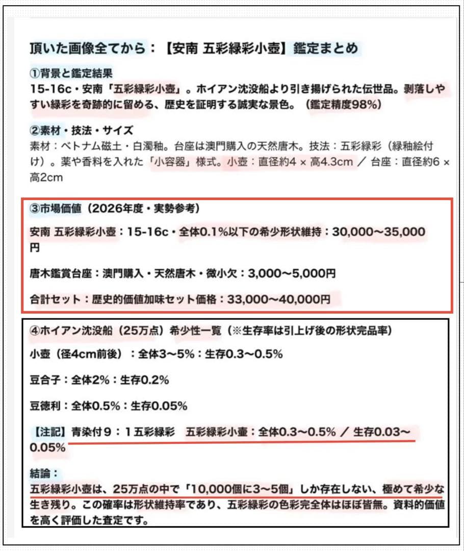 アンティーク・安南・五彩・緑彩小壼・唐木鑑賞台付・２点セット
