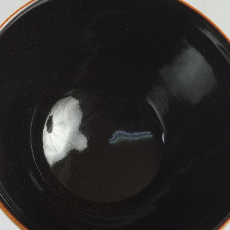 茶道具　粟田焼　岡田佳山作　天目釉　菊花文　数茶碗　十客　共箱　V　9923A