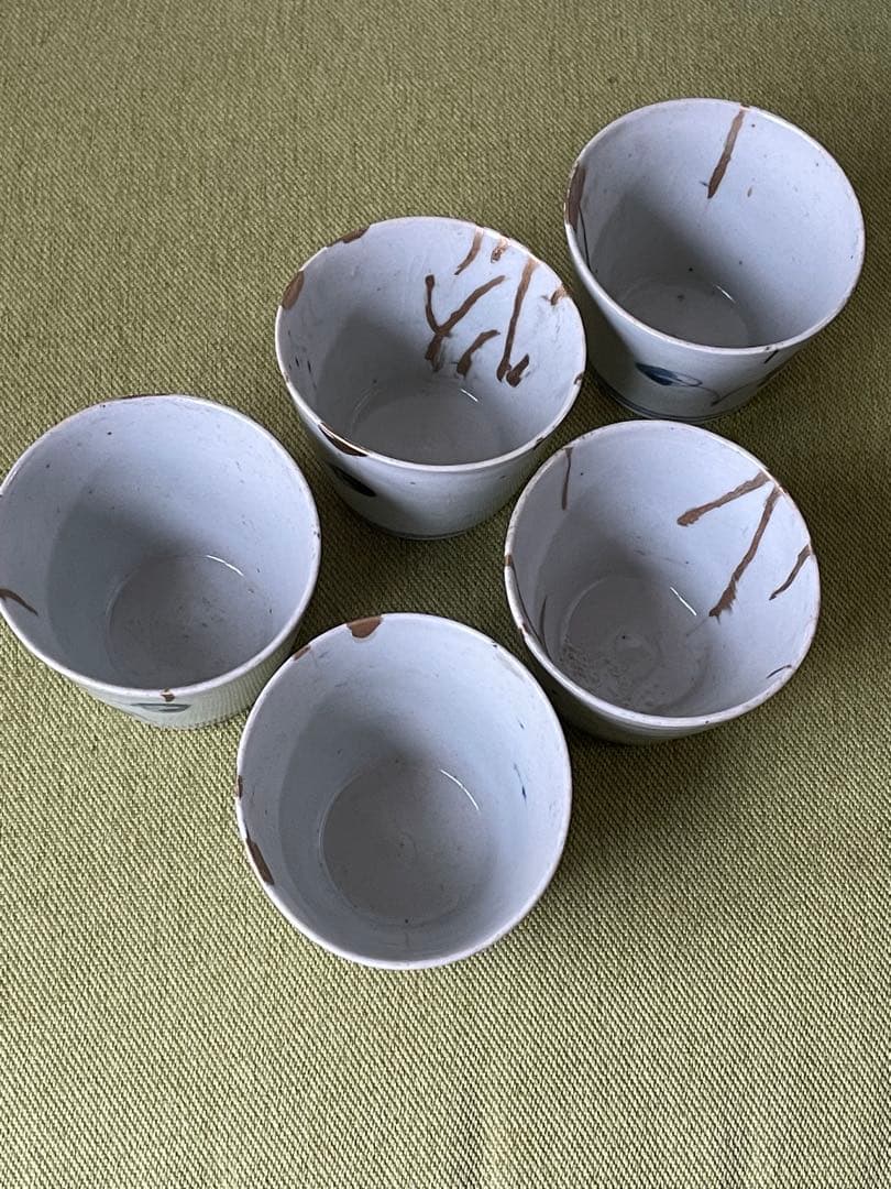 古伊万里　染付猪口5客 共箱 骨董