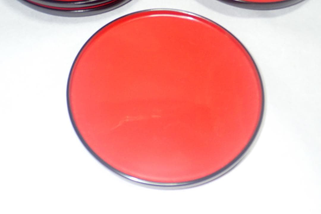 G022ー小盆5個 漆器 日の丸盆