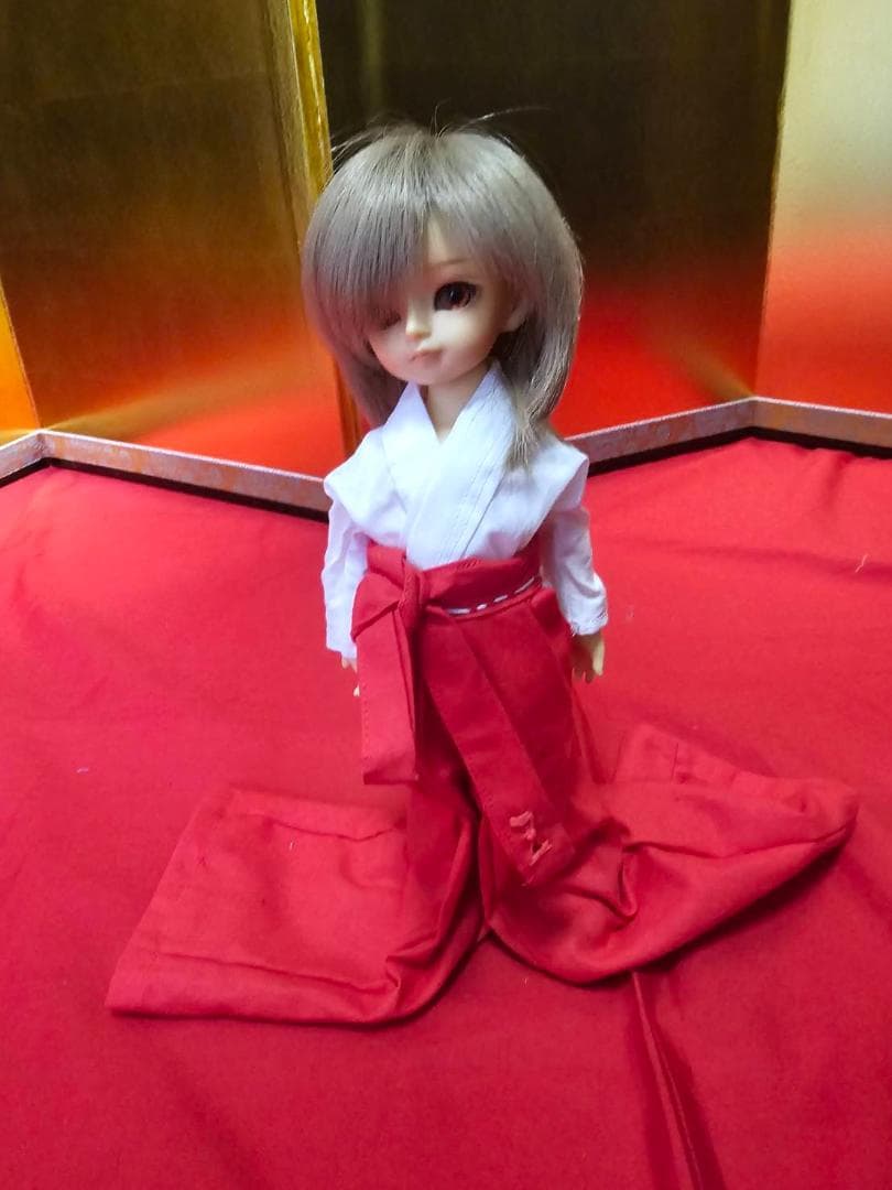 【着せ替え】幼ＳＤサイズ　平安十二単　紺（毬）唐衣×桃（花）表着
