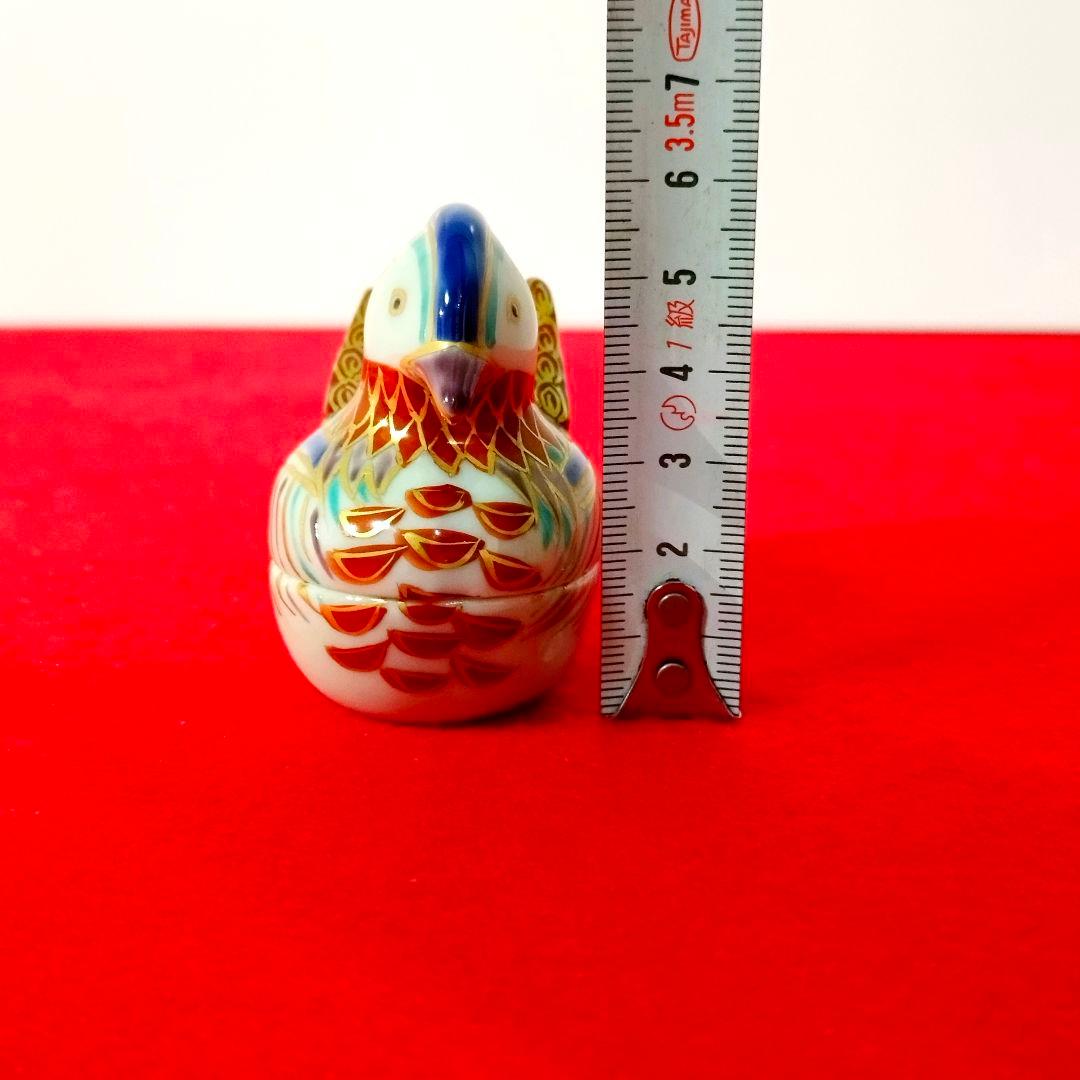 【新品⇒半額以下!!】 香合 色絵鴛鴦（おしどり） 高野 昭阿弥造 共箱 共栞