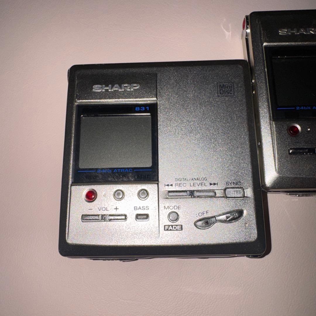 ジャンクSHARP ポータブルMDレコーダー MD-MT831-S 2台 まとめ