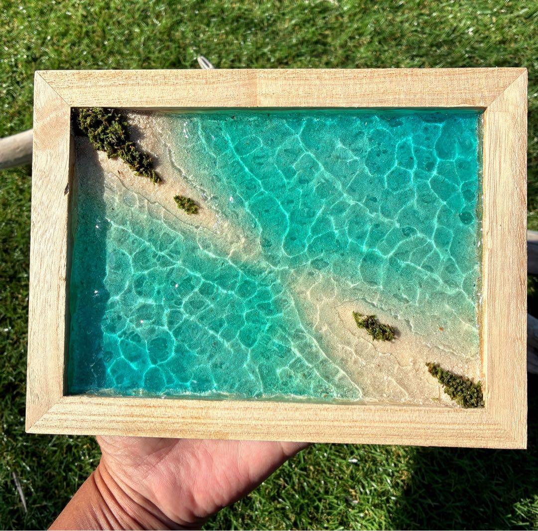 オーシャンアート　海レジン　波レジン　パラオ珊瑚砂　ハンドメイド　アイランド