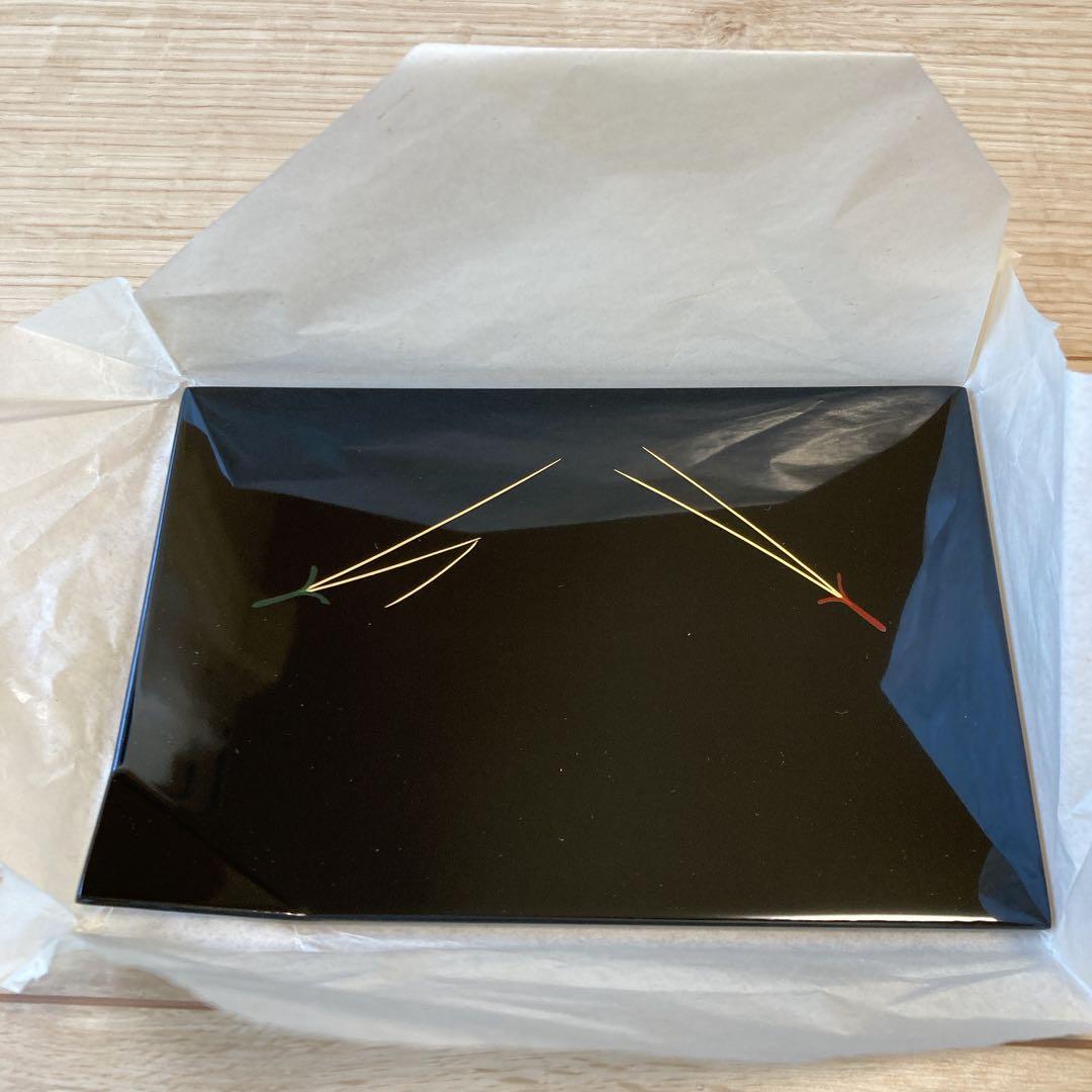 【新品】漆器のあそべ 銘々皿 黒塗り　5枚セット 18×12cm