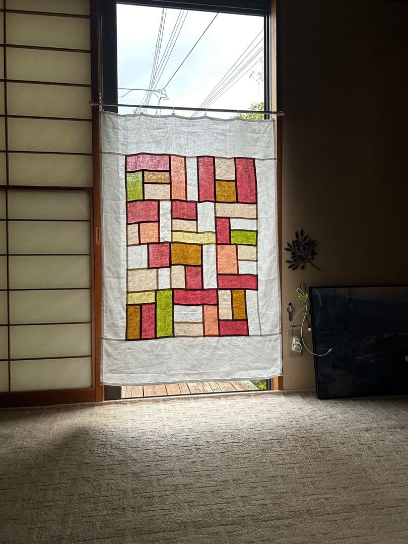 「秋桜」麻ポジャギ