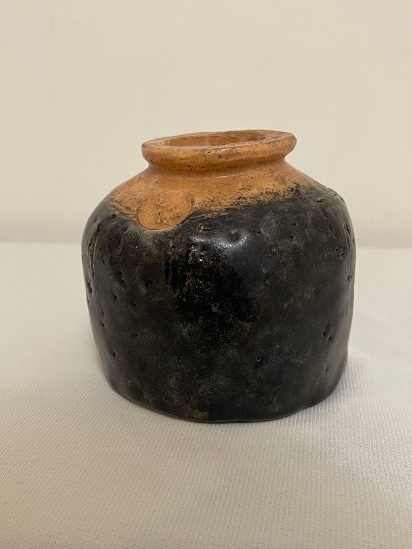出口王仁三郎　黒一色　茶碗　耀盌 口径10cm 高さ8.8cm