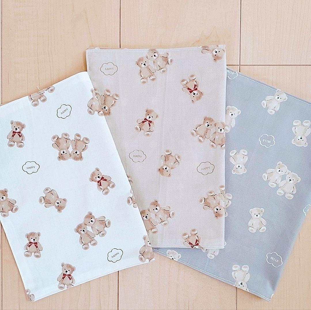 ハンドメイド 絵本バッグ お着替え袋 ランチョンマット テディベア さくらんぼ