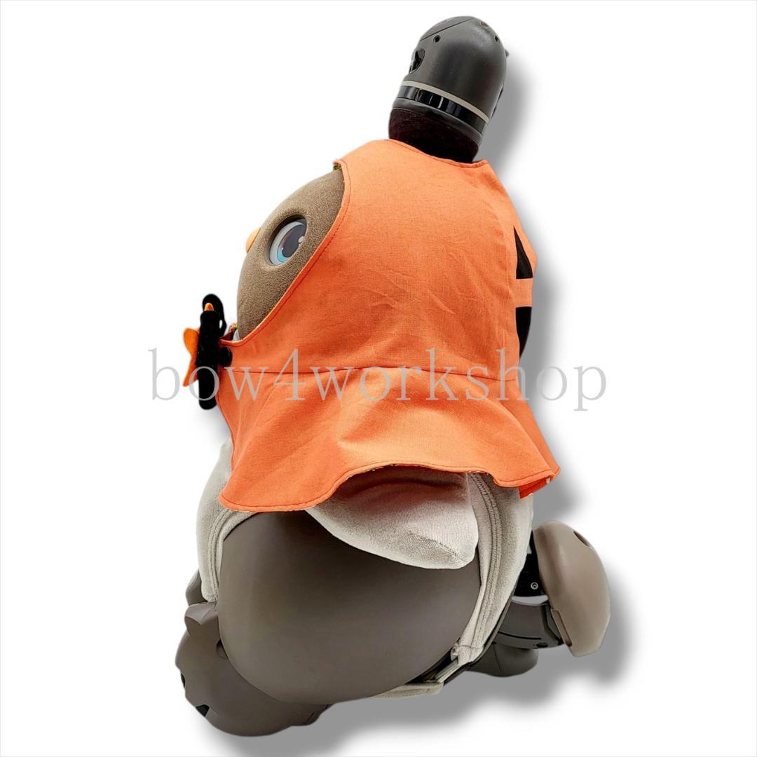 ラボットの服ハンドメイド　ハロウィンプリントリバーシブルポンチョ（オレンジ）