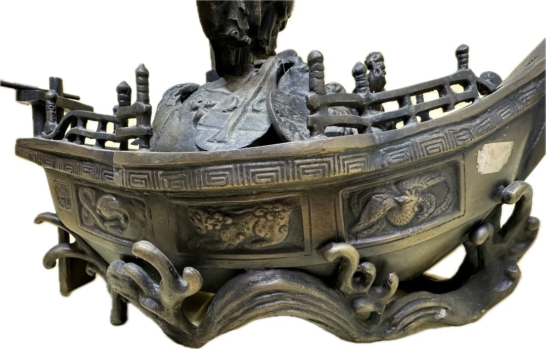 高岡銅器　照雲作　七福神宝船・唐銅製