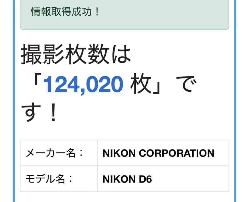Nikon D6 ボディ ショット数124020回 良品
