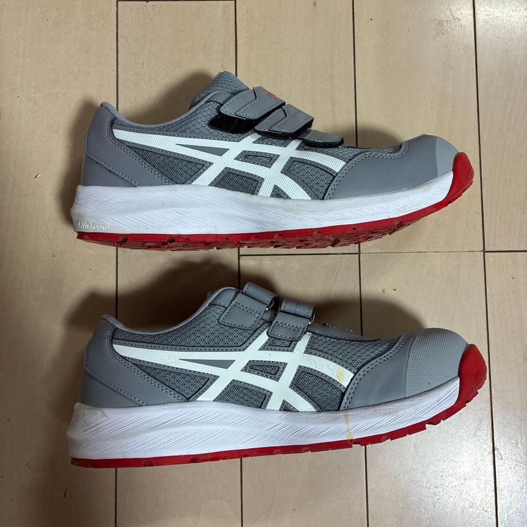 ASICS ベルクロ式安全靴 グレー/ホワイト/レッド
