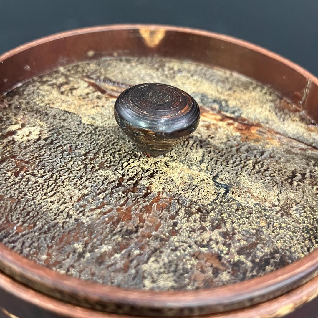 伝統工芸士 藤村志登康 作 樺細工 茶筒 未使用 共箱付　　R8SA327