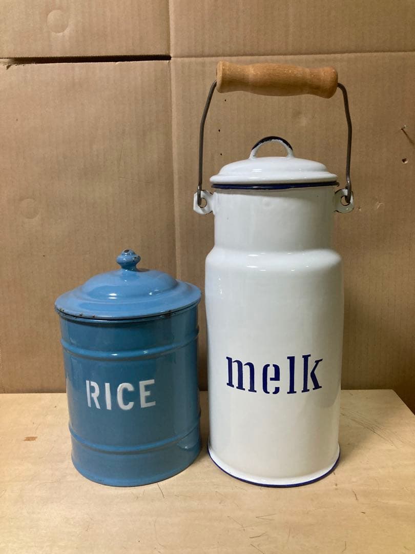 イギリス　RICE ホーロー キャニスター　カフェ　アンティーク
