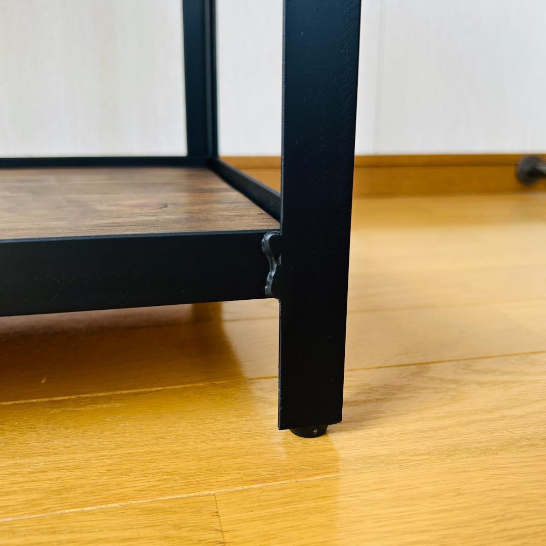 ダークウッド 二段シェルフ アイアン家具　ラック