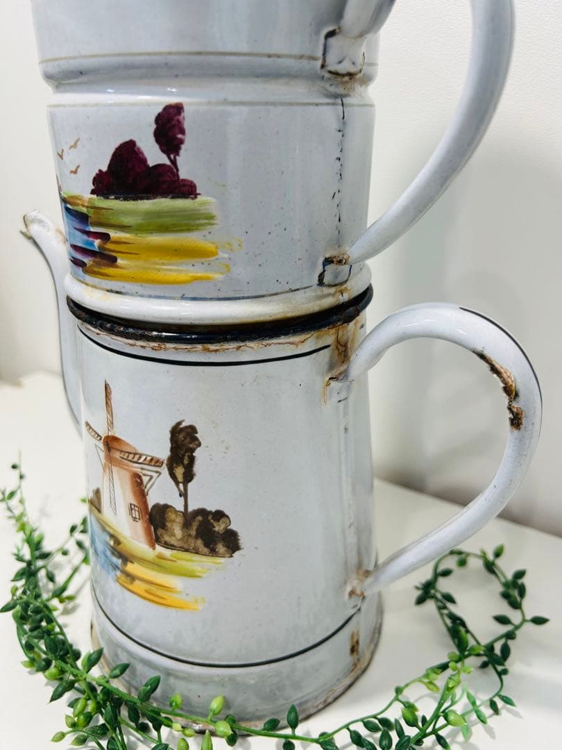 風車デザインの陶器コーヒーポット