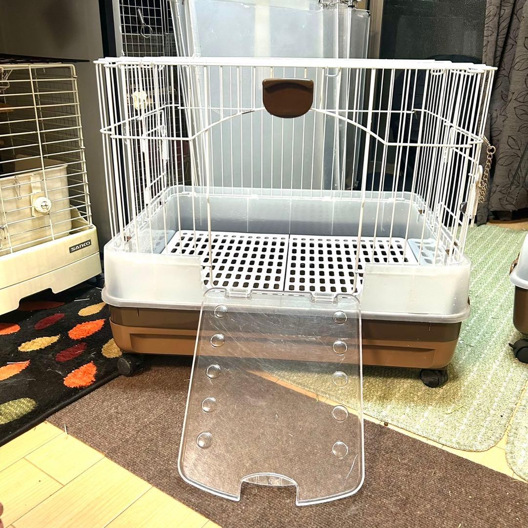 【良品】ミニマルランド うさぎのカンタンおそうじケージ ブラウン H50 清掃済