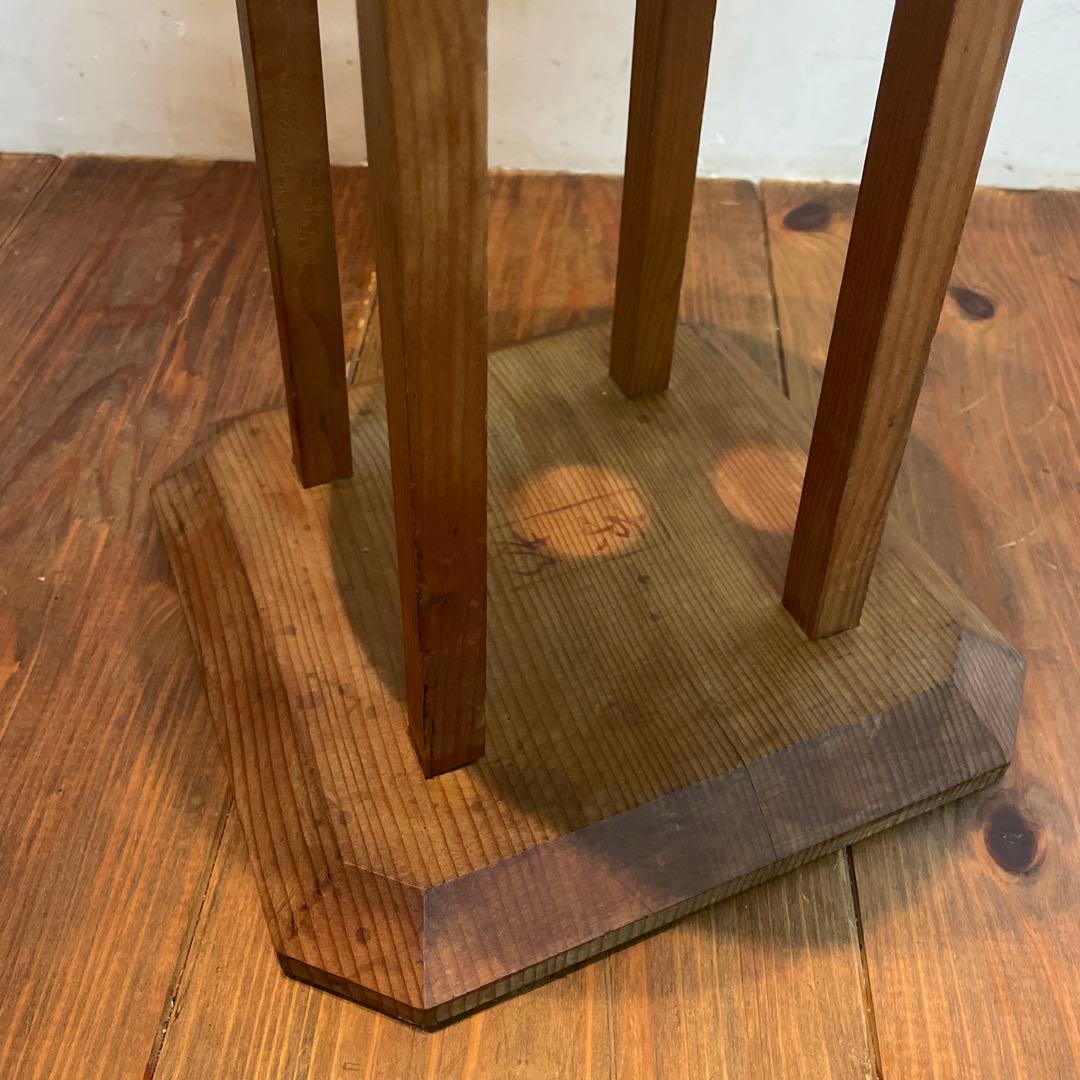美品　木製　丸台　組紐　古道具　台