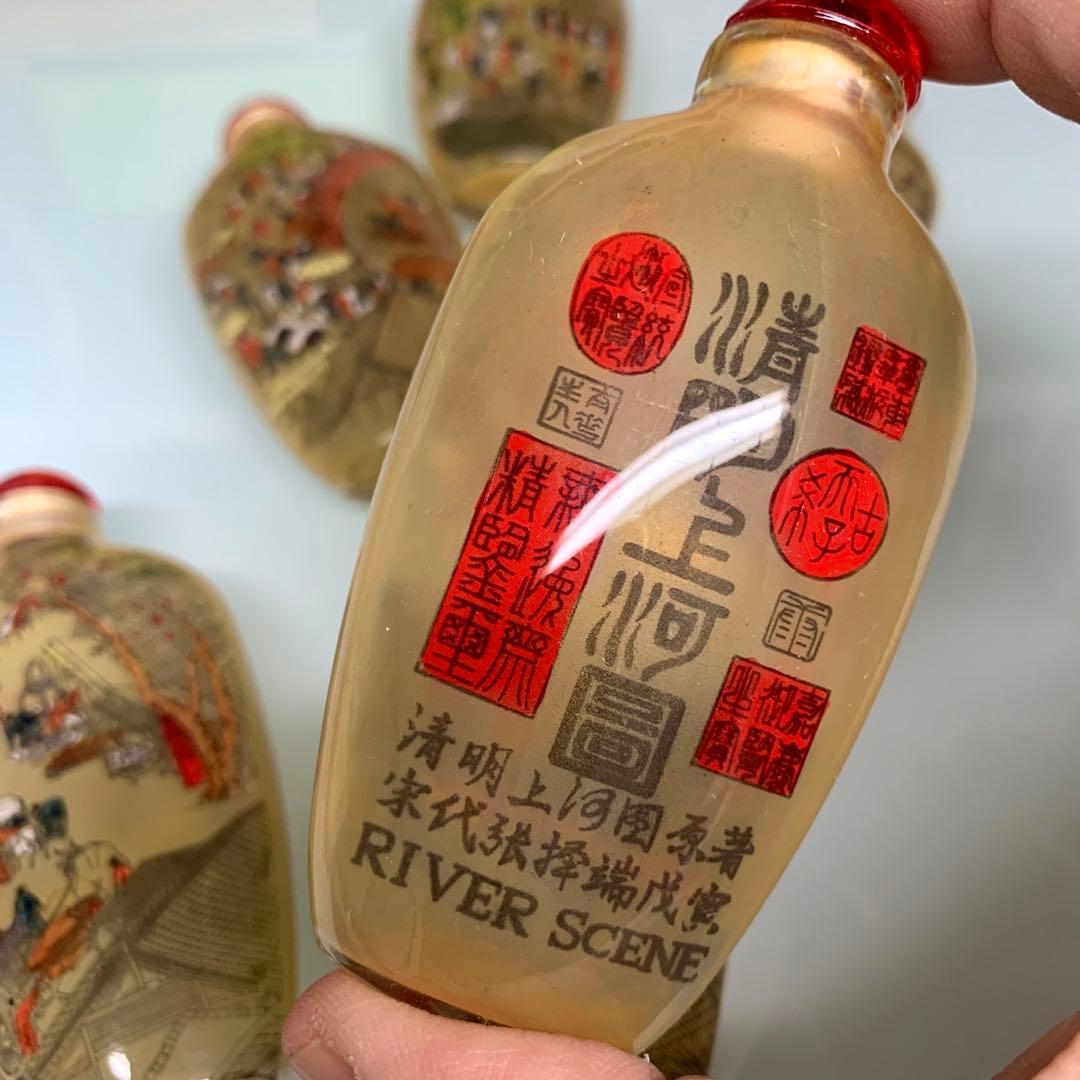 内絵鼻煙壺　清明上河図　紅樓夢・金陵十二金釵 　2セット12点　インテリア