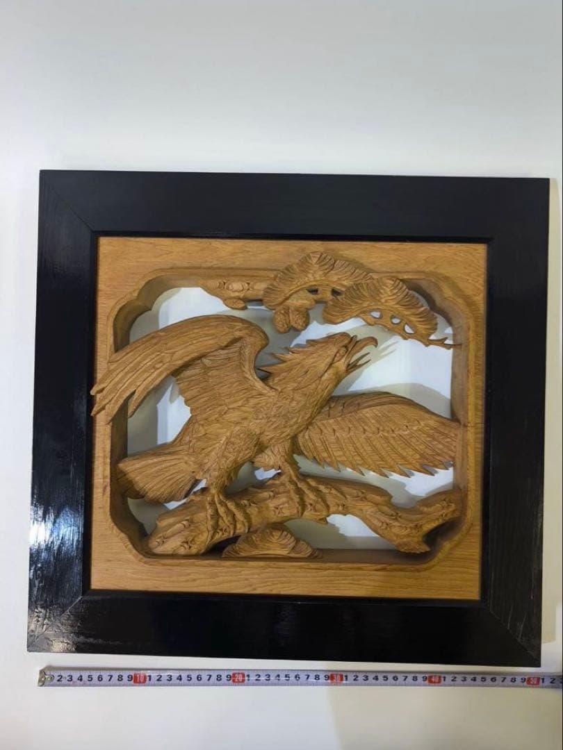 杜*崎様 欄間　建具　建材　鷹　松　49cm 正方形　インテリア　和風　和室　飾