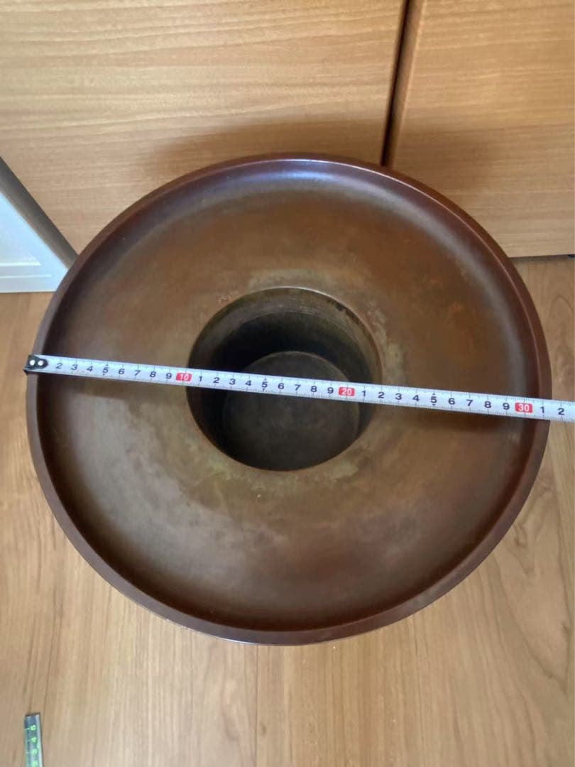 銅製薄端【菊耳三足】/高岡2銅器/床/花器/美術工芸品時代物在名