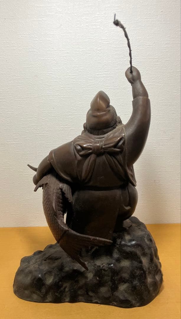 縁起物 恵比寿様 置物 鉄製 鯛抱き 釣竿付き 全高48㎝ 重さ6kg超 七福神