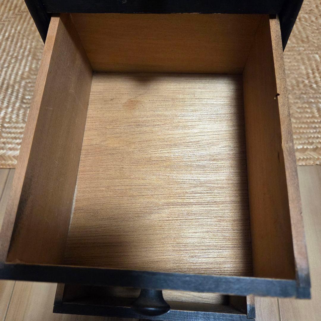 古い木製の小引出し 木製 ドロワー チェスト 古家具 5杯 黒